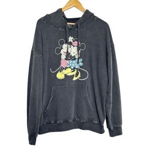 Disney Black Hoodie with Minnie and Mickey Graphic Cozy Errands Women's Sz L